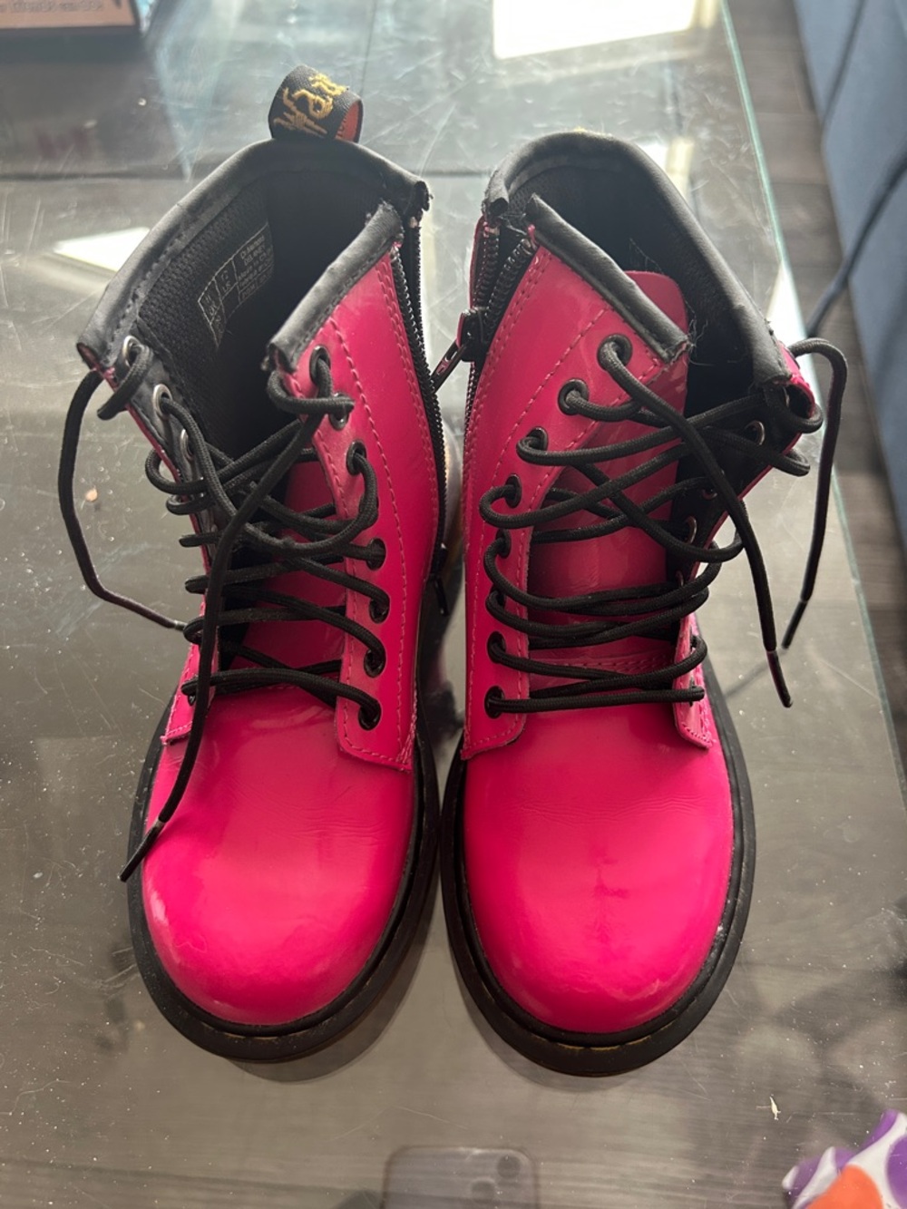 Dr. Martens Hot Pink Patent Leather Lace-Up Boots